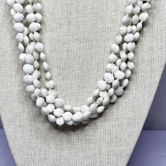 Luisa Conti Milk Glass Necklace Vintage 1970’s Italian Designer 4 Strand FLAWED - Picture 5 of 16